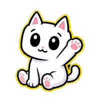 Nabu, a small white cat, waving hello